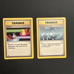Pokemon Base Set Trainer Lot x2 - Energy Removal 92/102 & Switch 95/102 WOTC NM - Image 1