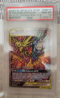 2019 Pokemon Moltres & Zapdos & Articuno GX SM Black Star Promo #SM210 PSA 10 - Image 1