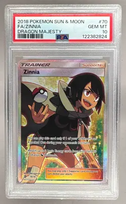 122382824 Zinnia 2018 Pokemon Sun & Moon Dragon Majesty #70 PSA 10 - Image 1