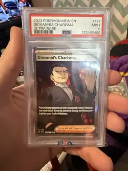 2023 POKEMON MEW EN-151 ULTRA RARE #197 GIOVANNI'S CHARISMA PSA 9 - Image 1