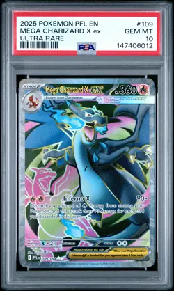 2025 POKEMON PFL EN-PHANTASMAL FLAMES ULTRA RARE #109 MEGA CHARIZARD X EX PSA 10 - Image 1