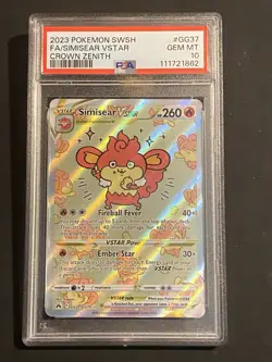 2023 POKEMON SWORD & SHIELD CROWN ZENITH #GG37 FULL ART/SIMISEAR VSTAR PSA 10 - Image 1