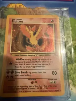 Pokemon Moltres 12/62 Fossil Holo Rare Unlimited 70 HP English 1999 - Image 1