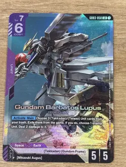 Gundam TCG Gundam Barbatos Lucas. LR Foil Card. GD03-050. - Image 1