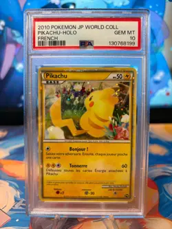 POP 82 New Cert w/ Swirl! PSA 10 Pikachu World 2010 French Pokemon Card - Image 1
