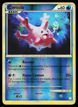 Corsola 37/123 Off Center ERROR Reverse Holo HeartGold SoulSilver Pokemon Card - Image 1