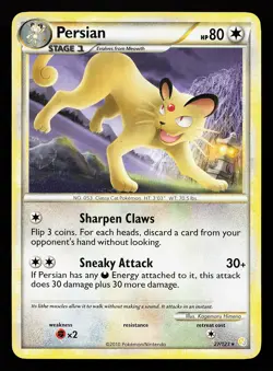 Persian 27/123 Rare HeartGold SoulSilver Pokemon Card - Image 1