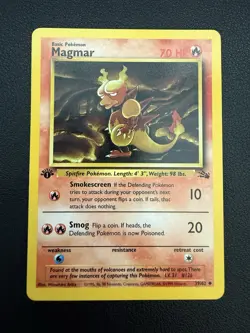 Pokemon TCG Magmar Fossil 39, Regular Unlimited Uncommon Card 1st Edition - Image 2