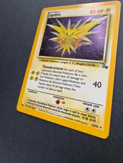 Zapdos 15/62 - Fossil Set - Rare Holo - Vintage WOTC Pokemon Card - MP - Image 2