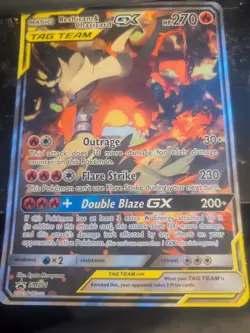 Reshiram & Charizard GX SM201 Tag Team Alternate Art Full Art Promo Pokemon Card - Image 1