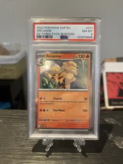 2023 POKEMON SVP EN-SV BLACK STAR PROMO #011 ARCANINE PSA 8 NM-MT SWIRL - Image 1