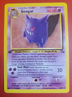 1999 Pokemon Fossil 1st Edition GENGAR - #20/62 - Non-Holo - RARE - Image 1