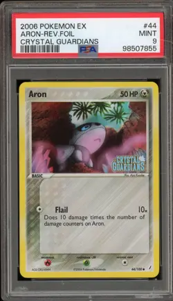 Pokemon Aron EX Crystal Guardians Reverse Holo #44 PSA 9 Mint - Image 1