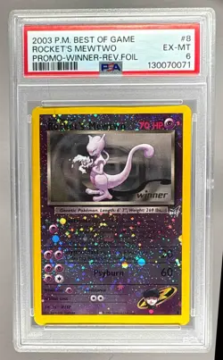 0071 Rocket's Mewtwo 2002 Pokemon Best Of Game Winner Promo #8 Reverse PSA 6 - Image 1