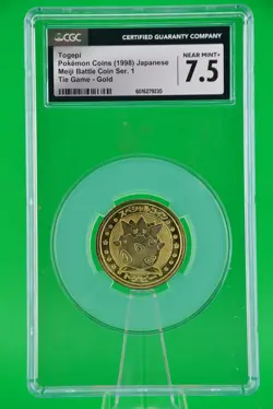 1998 Pokemon Coins Japanese Togepi Meiji Battle Coin Tie Game -Gold CGC 7.5 - Image 1
