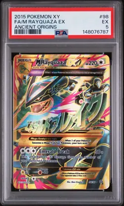 2015 POKEMON XY ANCIENT ORIGINS 98 FULL ART/M RAYQUAZA EX - Image 1
