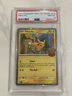 2024 POKEMON TRICK OR TRADE #018 PIKACHU PSA 10 Rare SP - Image 2