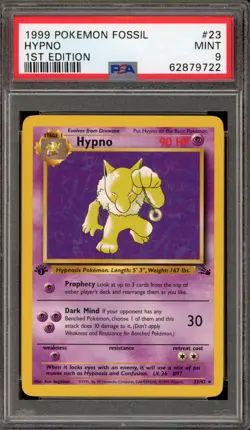 Pokemon Hypno Fossil 1st Edition NON Holo Rare #23 PSA 9 Mint - Image 1