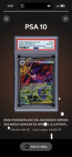 2026 POKEMON ASC EN-SPECIAL ILLUSTRATION RARE #284 MEGA GENGAR EX PSA 10 - Image 3