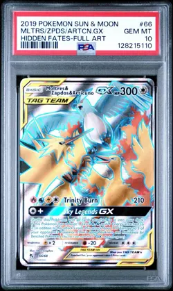 2019 POKEMON S&M #66 MLTRS/ZPDS/ARTCN.GX HIDDEN FATES-FULL ART PSA 10 - Image 1