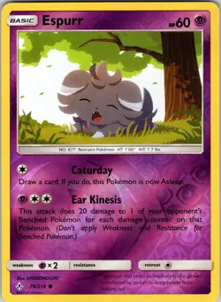 Espurr 79/214 SM - Unbroken Bonds Pokemon NM/LP Reverse Holo - Image 1