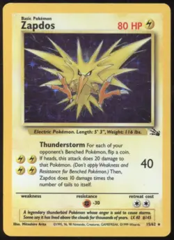 BR | Pokemon TCG 1999 Fossil | Zapdos #15 HOLO | LP- - Image 1