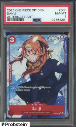 2025 One Piece OP10 EN Alternate Art #005 Sanji PSA 8 NM-MT - Image 1