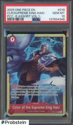 2025 One Piece EN PCC 6 Assort Vol.1 #018 Color of the Supreme King Haki PSA 10 - Image 1