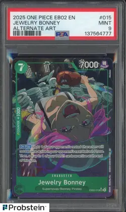 2025 One Piece EB02 EN Alternate Art #015 Jewelry Bonney PSA 9 MINT - Image 1