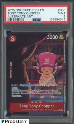 2025 One Piece EB02 EN Alternate Art #003 Tony Tony Chopper PSA 9 MINT - Image 1