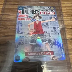 One Piece Monkey.D.Luffy US Voyage College Basketball Promo Card SEALED P-055 - Image 1