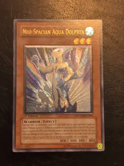 Yu-Gi-Oh! ULTIMATE RARE CARD NEO-SPACIAN AQUA DOLPHIN POTD-EN003 1ST LP - Image 1