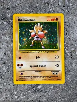Pokemon TCG Cards Hitmonchan 7/102 Base Set Holo Rare LP-MP - Image 1