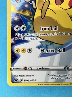 2020 Pokemon Pikachu SWSH020 Black Star Promo Full Art - Image 4
