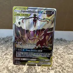 Pokemon Espeon & Deoxys GX SM240 SM Promo Tag Team Holo Black Star Basic 260 HP - Image 1