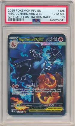 2025 POKEMON PFL SPECIAL ILLUSTRATION RARE #125 MEGA CHARIZARD X EX PSA 10 GEM - Image 1