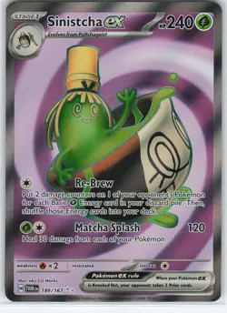 Sinistcha ex 189/167 Ultra Rare Holo SV06: Twilight Masquerade NM Pokemon - Image 1
