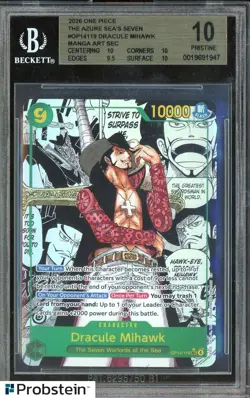 2026 ONE PIECE OP14 ENGLISH #119 DRACULE MIHAWK MANGA ART SEC BGS 10 PRISTINE - Image 1