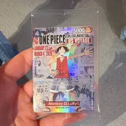 Bandai Namco Monkey.D.Luffy US Voyage Promo Full Art Holo One Piece CCG Card - Image 1