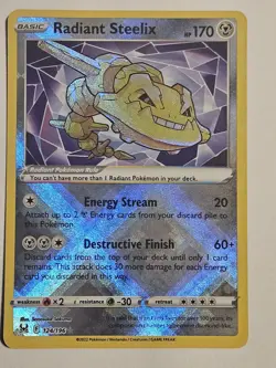 Radiant Steelix 124/196 Lost Origin Ultra Rare Holo Pokemon TCG Card NM - Image 1
