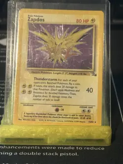 Pokemon Zapdos Fossil 15/62 Holo Rare Wizards 1999 Basic 80 HP Card - Image 3