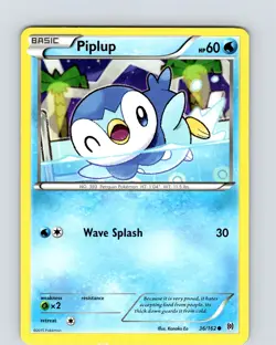 Pokemon TCG Piplup XY BREAKthrough 36/162 Regular Common Card Played LP - Image 1