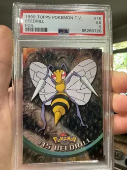 PSA 5 EX Beedrill HOLO FOIL Topps Pokemon TV Series 1999 - Image 1