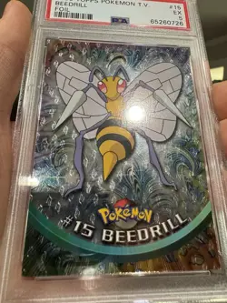 PSA 5 EX Beedrill HOLO FOIL Topps Pokemon TV Series 1999 - Image 3