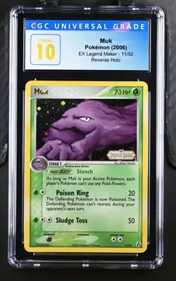 CGC 10 Pristine Muk 2006 EX Legend Maker 11/92 Reverse Holo STAMP Pokemon Pop 6 - Image 1