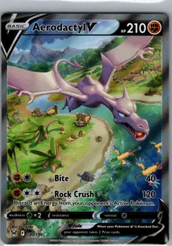Aerodactyl V 180/196 Lost Origin Alt Art English Pokemon Holo Rare NM - Image 1