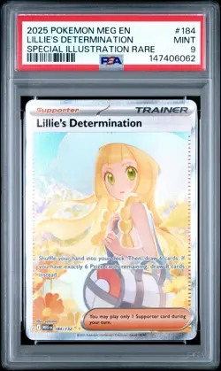 2025 POKEMON MEG EN-MEGA EVOLUTION #184 LILLIE'S DETERMINATION PSA 9 - Image 1