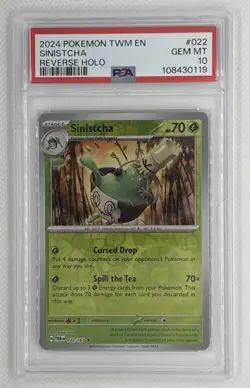 2024 Pokemon TWM EN Sinistcha #22 Reverse Holo PSA 10 Gem Mint 🌶🥵 - Image 1