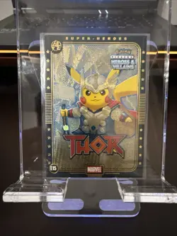 Thor (Pikachu) #E15 - Gold Holo - Heros & Villains Flash Edition Pokemon - Image 3
