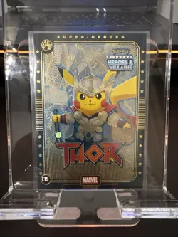 Thor (Pikachu) #E15 - Gold Holo - Heros & Villains Flash Edition Pokemon - Image 4